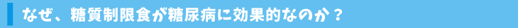 なぜ、糖質制限食が糖尿病に効果的なのか？